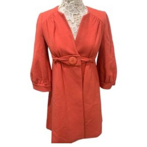 Anthropologie Jackets & Blazers - Vintage Anthropologie Tabitha Coral Arched Wool Blend Long Dress Coat Lined Sz 6